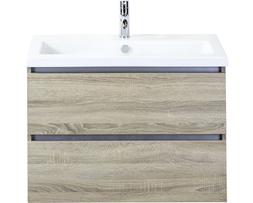 Waschbeckenunterschrank Sanox Vogue 59x81x41 cm mit Keramikwaschbecken eiche grau