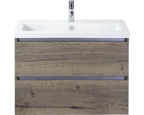 Waschbeckenunterschrank Sanox Vogue 59x81x41 cm mit Keramikwaschbecken tabacco