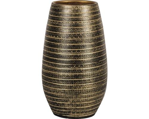 Pflanzvase innen Passion for Pottery Solano Ton Ø 22 cm H 40 cm schwarz/gold