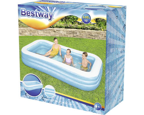 Bestway Aufstellpool im Karton mit Familie im Wasser