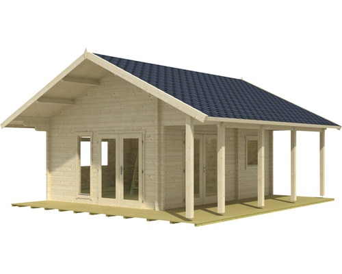 Holz Gartenhaus mit Terrasse und Satteldach