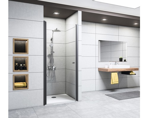 Drehtür für Nische Breuer Elana 6 750x2000 mm Anschlag links Dekorglas Bella C schwarz Drehtür für Nische Breuer Elana 6 750x2000 mm Anschlag links Dekorglas Bella C schwarz