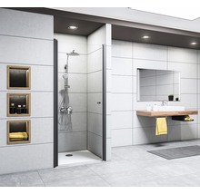 Drehtür für Nische Breuer Elana 6 900x2000 mm Anschlag links Dekorglas Lines schwarz