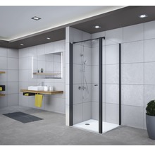 Drehtür für Seitenwand Breuer Elana 6 1000x2000 mm Anschlag links Dekorglas Lines schwarz
