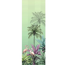 Illustration von Flamingos und Palmen