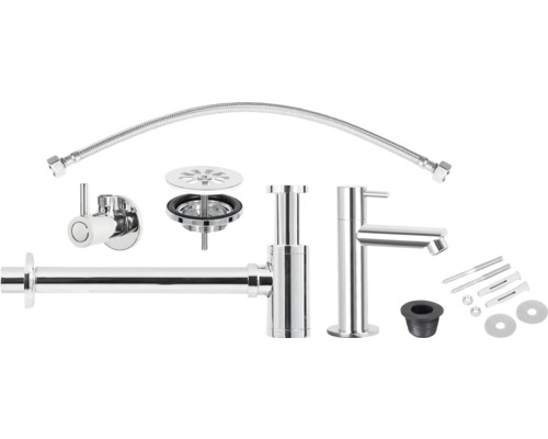 Waschtisch-Insatallations-Set chrom inkl. Armatur Waschtisch-Insatallations-Set chrom inkl. Armatur