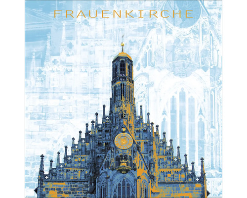 Glasbild Nürnberg Frauenkirche blau 50x50 cm