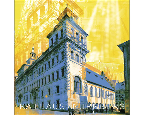 Glasbild Nürnberg Rathaus gelb 50x50 cm