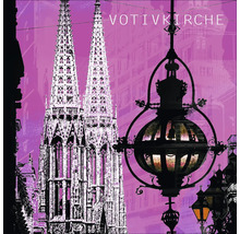 Votivkirche-Darstellung mit Straßenlaterne