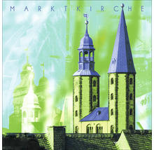 Illustration der Marktkirche mit Türmen und Dächern