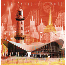 Collage mit dem Teepott Warnemünde und dem Leuchtturm Warnemünde