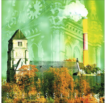 Schlosskirche mit Schornstein und Bäumen