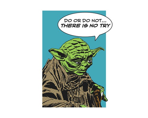 Poster SW Classic Comic Quote Yoda 50x70 cm