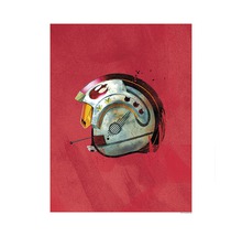 Illustration eines Star Wars Pilotenhelms auf rotem Grund