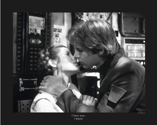 Poster SW Classic Leia Han Kiss Quote 50x40 cm