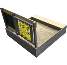 Sandkasten mit Spielbrett und Sitzbank aus Holz