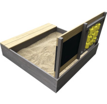 Sandkasten mit Sitzbank, Tafel und Eimerhalterung