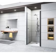 Drehtür für Nische Breuer Elana 6 750x2000 mm Anschlag links Dekorglas Lines schwarz