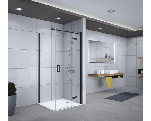Drehtür für Seitenwand Breuer Panorama 1200x2000 mm Anschlag rechts Dekorglas Intima schwarz Drehtür für Seitenwand Breuer Panorama 1200x2000 mm Anschlag rechts Dekorglas Intima schwarz
