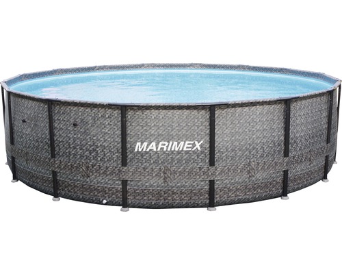 Aufstellpool Framepool Marimex Florida rund Ø 488x122 cm ohne Zubehör rattan Rundes Aufstellbecken mit Stahlrahmen und Wasserfüllung