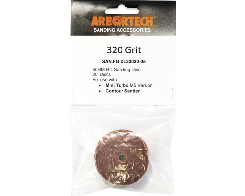 Arbortech Schleifscheiben 320er Körnung, 50 mm Durchmesser, 20 Stück im Paket