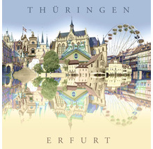 Skyline von Erfurt mit Gebäuden und einem Riesenrad