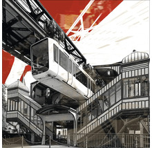 Illustration einer Schwebebahn an einer Haltestelle
