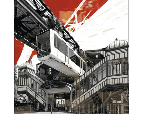 Illustration einer Schwebebahn an einer Haltestelle