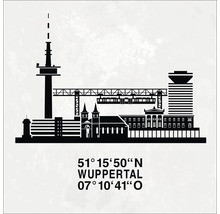 Wuppertal Skyline Illustration mit Koordinaten