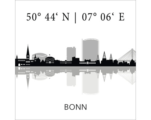 Silhouette der Bonner Skyline mit Koordinaten