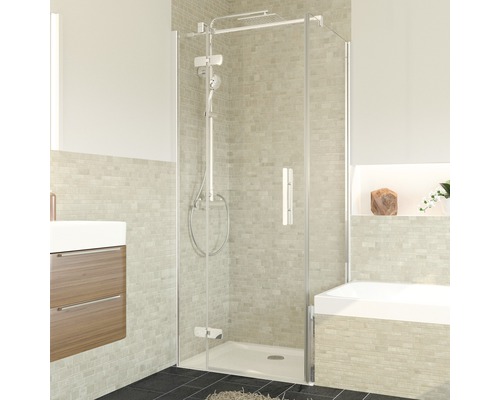 Verkürzte Seitenwand für Drehtür Breuer Avanta 900x1750 mm Dekorglas Terrazzo chrom