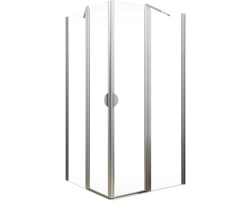 Eckdusche mit klaren Glasscheiben und Rahmen
