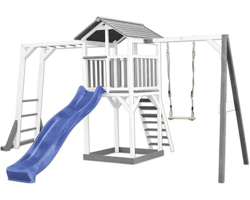 Spielturm mit Rutsche, Schaukel und Klettergerüst
