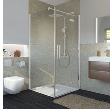 Modernes Badezimmer mit Duschkabine, Toilette und Waschtisch