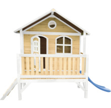Spielhaus mit Stelzen axi Stef 349 x 212 cm Holz braun inkl. Rutsche blau