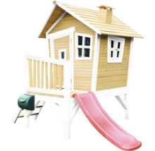 Spielhaus aus Holz mit Rutsche und Briefkasten