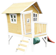 Holzspielhaus mit Rutsche, Treppe und Briefkasten