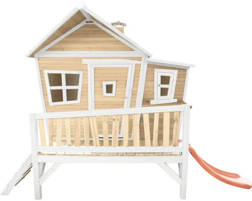 Holzspielhaus mit Rutsche und Leiter