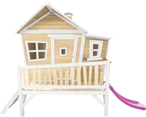 Spielhaus aus Holz mit Rutsche und Leiter