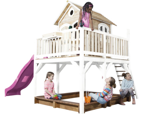 Spielhaus mit Rutsche, Sandkasten und Leiter für Kinder