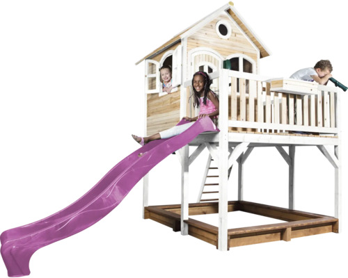 Spielhaus mit Rutsche und Sandkasten für Kinder