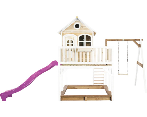 Spielhaus mit Rutsche, Schaukel und Sandkasten für den Garten