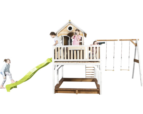 Spielturm mit Rutsche, Schaukel und Sandkasten für Kinder