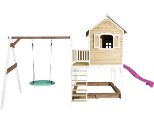 Spielturm mit Schaukel, Kletterleiter und Rutsche für den Garten