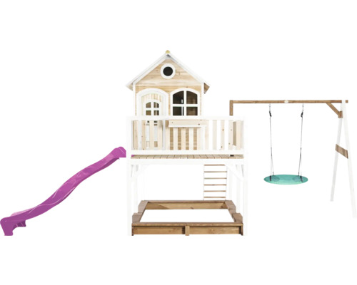 Spielturm mit Rutsche, Schaukel und Sandkasten für den Garten