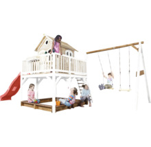 Spielplatz mit Spielhaus, Rutsche, Sandkasten und Schaukel für Kinder