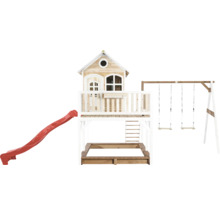 Spielhaus mit Rutsche, Sandkasten und Schaukel für den Garten