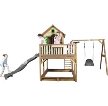 Spielturm mit Rutsche und Schaukel für Kinder im Garten