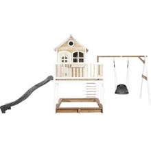 Spielhaus mit Rutsche, Schaukel und Sandkasten für den Garten