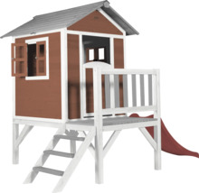 Spielhaus aus Holz mit Rutsche und Leiter